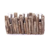 CREEDWOOD Banc de Fleurs YELA | Bois flotté, 3 Verres, 35cm | Vase de Fleurs, Vase de Table, Vase en Verre, Vase Naturel en Bois flotté, Vase dherbe