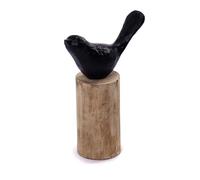 CREEDWOOD Sculpture | Bois de manguier, 22cm | Figurine doiseau, Oiseau à Poser sur Un Tronc de Bois, Oiseau sur Un Socle en Bois de manguier, Figurine déco