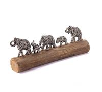 CREEDWOOD Sculpture déléphant | Bois de Mangue, Pierre Artificielle, 57cm | Figure décorative, Objet de décoration de la Famille éléphant, Statue déléphant
