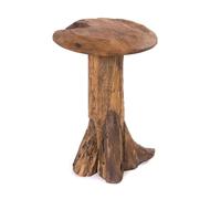 CREEDWOOD Tabouret en teck - Racine en bois - 47 cm - Tabouret de fleurs, champignon, racine, table d'appoint, plantes, tronc d'arbre massif