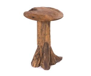CREEDWOOD Tabouret en teck - Racine en bois - 47 cm - Tabouret de fleurs, champignon, racine, table d'appoint, plantes, tronc d'arbre massif