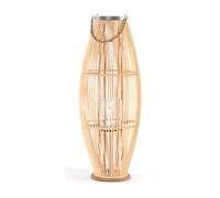 CREEDWOOD Zya Lanterne en bambou | avec anse et insert en verre | Bougeoir en bois | Lanterne décorative pour balcon ou appartement couvert | Dimensions : 95 cm