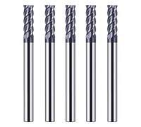 CREEYA 5 Pièces Fraise Carbure 4millimètre, 4 dents Fraises CNC, HRC 55, AlTiN Noir Revêtement, CNC Fraise en bout, VHM pour Acier Métal Bois Acrylique Plastique