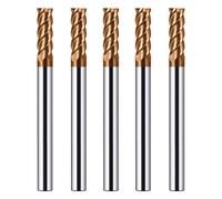 CREEYA 5PCS Fraise Carbure 4mm, 4 dents/4 tranchants Fraises CNC, HRC 55, TiSiN Couleur or Revêtement CNC Fraise en bout, VHM fraise en bout 4mm Pour Acier Métal Bois Acrylique Plastique (4mm)