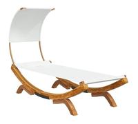 Crème Lit repos - Bain de Soleil - Pour Vacances - avec auvent 100x200x126 cm Bois courbé massif Crème - Hauteur:126 cm 6522