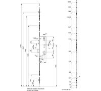 Crémone à encastrée Europa à cylindre pour porte bois, axe 50mm, 3pts, H. 2150mm, 6-33166-07-0-1 - FERCO by THIRARD