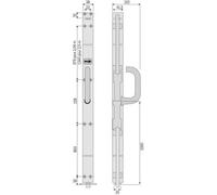 Crémone pompier à poignée rotative - longueur 2040 mm - 335 argent VACHETTE
