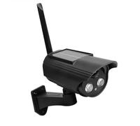 CRENDOF Lot de 2 caméras factices solaires d'extérieur avec lumière LED rouge clignotante, caméra de surveillance factice pour l'intérieur et l'extérieur, noir