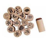 Creotime timbres de noël 20 mm 15 pcs Marron G