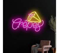 Crêpes néon LED Applique murale pour magasin de desserts Rose Jaune Crêpe pour café, boulangerie ou stand de nourriture, décoration de magasin de bonbons