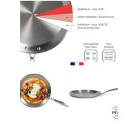 Crêpière 28cm En Acier Inoxydable Antiadhésif Tous Feux Dont Induction - Pour Brigade