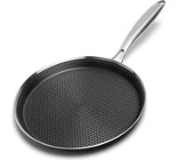 Crêpière en acier inoxydable 26cm revêtement anti-adhésif induction Argent