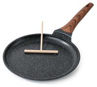 Crêpière poêle à dosa - Anti-adhésive - 26 cm - Induction - Noir - Pour crêpes, tortillas et roti