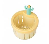 Crépine d'évier Cactus, crépine de déchets de cuisine en plastique, panier d'évier, panier filtre à mailles fines à pression pour ouvrir, jaune