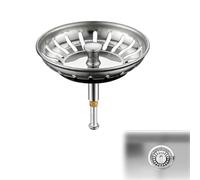 Crépine D'Évier Cuisine 79mm en Acier Inoxydable, Bonde Evier Cuisine, Bonde Évier Universelle avec Filtre Anti-Obstruction, Bouchon Pop-Up Réglable en Hauteur, Compatible Lave-Vaisselle