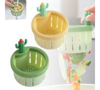 Crepine Evier Cuisine Cactus Panier Filtre Automatique Anti Bouchage Bouchon Evacuation Vide Mains Propres Accessoire Evidement Dechets Crepine Drains Bac Plastique (COLOR 1+2,8.5x7.8 cm)
