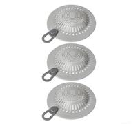 Crépine Lavabo Silicone 15cm Double Filtration pour efficace(Gray 3PC) | Double filtration et grille, cheveux, évacuation rapide, silicone souple, lot de 3 pièces