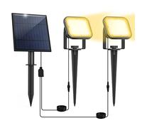 CREPOW Spot solaire d'extérieur, 20 LED IP65 étanche pour paysage, du crépuscule à l'aube, 3000 K, blanc chaud, lumières d'extérieur pour cour, jardin, allée, porche, passerelle, 2 en 1