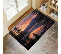Crépuscule Sur Montagnes Lacs Paillasson Intérieur 60 x 90 cm Tapis Entrée Intérieur Antidérapant Tapis de Porte Lac Pine Forest Absorbant Lavable pour Cuisine, Salle de Bain, Couloir, Poudre D'Orange