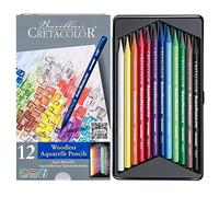 CRETACOLOR Aqua Monolith, Crayon d'artiste aquarellable à Mine Pleine, 12 Couleurs, Convient pour diverses Techniques de Peinture, sans Bois, Trait Puissant et saturé