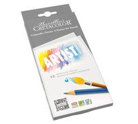 CRETACOLOR Artist Studio, crayons de couleur aquarellables, 12 couleurs assorties, pigmentation riche, qualité très fine, prétaillés, complètement non toxiques
