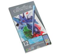 CRETACOLOR Marino, Crayons d'artiste aquarellables, particulièrement résistants à la lumière, 12 couleurs, longue durée de vie, diversité des couleurs