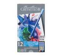 CRETACOLOR Marino, Crayons d'artiste aquarellables, particulièrement résistants à la lumière, 12 couleurs, longue durée de vie, diversité des couleurs