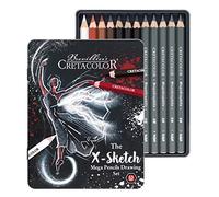 Cretacolor Crayons à croquis X Mega Drawing – craie blanche, huile de sanguine, graphite – Boîte 12