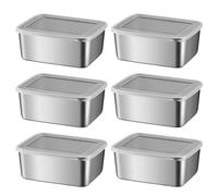 Cretvestsar Lot de 6 récipients alimentaires en acier inoxydable avec couvercles, 400 ml, boîte à salade, stockage de fromage argenté pour réfrigérateur, préparation des repas, congélateur, récipient