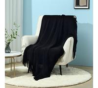 CREVENT Plaid décoratif Doux, Chaud, Confortable, léger pour Salon, Chambre - pour Printemps, été, Automne - 127 x 152 cm, Noir