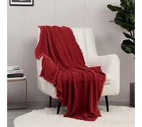 CREVENT Plaid décoratif en Tricot, Doux, Chaud, Confortable, léger pour Maison, canapé, Chaise, lit - pour Printemps, été, Automne - 127 x 152 cm, Rouge