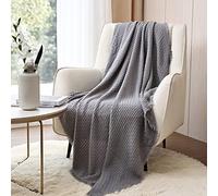CREVENT Plaid décoratif en Tricot gaufré, Doux, Chaud, Confortable, léger pour Maison, canapé, Chaise, lit - pour Printemps, été, Automne - 127 x 152 cm, Gris Clair