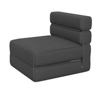 Crevyteg Fauteuil Convertible Pliant 1 Place Restauration - Sofa-lit Compact - Tissu Lin Confortable - Oreiller Inclus - Gain de Place Lounge/Bureau - Gris foncé (GL138-26)
