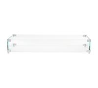 Crevyteg Pare-vent rectangulaire en verre trempé pour brasero - Barrière anti-vent/flammes - Adapté table de feu d'supplémentaireérieur gaz/propane - 29x13x4,5po, ép. 0,316" - Connecteurs et patins en