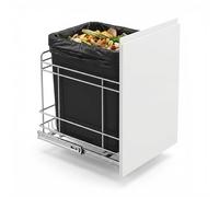 Crevyteg Poubelle à tirer sous évier - Cadre métallique robuste - Glissières à fermeture douce - Gain de place en cuisine - Montage facile - Capacité 35L (seau non inclus) - Poignée et accessoires
