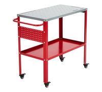 Crevyteg Table de soudage Mobile Acier 36"x18" - Capacité 1200 lbs - Plateau Trous 1/2'' et 5/8'' - 8 Supports Outils - 4 roulettes verrouillables - Établi Portable Atelier/Garage - Upgrade A