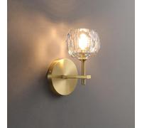 CRFASIBE Applique Murale en Cristal Dorée, Lampe Boule, G9, Lumière Chaude | Applique Murale Moderne Luxe avec Ampoule, Art Deco, Idéale pour Chambre Chevet Salon Couloir Salle à Manger-1 Lumière, Ø12cm