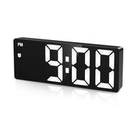 Criacr Horloge Numérique, Réveil Numérique avec Écran LED, Touche Snooze, Petit Reveil Digital, Reveil Matin avec Affiche Date, DST, USB/Batterie, Mode Nuit, Boîtier Noir et Chiffres Blancs