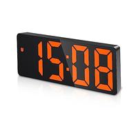 Criacr Réveil Numérique, Horloge Digitale avec Écran LED Affiche, Fonction Snooze, Température et Date, Horloge Numérique avec Commande Vocale, USB/Batterie, Boîtier Noir et Chiffres Orange