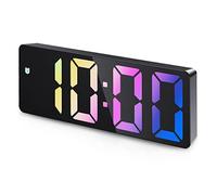 Criacr Réveil Numérique, Petit Reveil Matin avec Écran LED Affiche Température et Date, Reveil Digital avec Snooze, Commande Vocale, Alimenté par USB/Batterie, Boîtier Noir et Chiffres Colorés