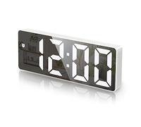 Criacr Reveil Numérique, Reveil Miroir avec Écran LED, Réveil Électronique avec Fonction Snooze, Reveil Matin Affiche Température et Date, Alimenté par USB/Batterie, Boîtier Blanc et Chiffres Blancs