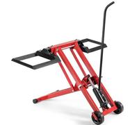 Cric Lève Tracteur Tondeuse -RELAX4LIFE - 3 Hauteurs Réglables - 2 Roues - Capuchon de Protection - Charge 277KG - Rouge