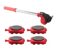 Cric pour Meubles Lourds Rouge, Lève-meubles Portable, Lot 5 Pièces | Acier au Carbone et Caoutchouc, Usage Maison et Bureau, Kit Déplacement Meuble Lourd
