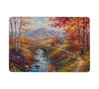 Crimson Leaves Mountain Dreams Tapis 150 x 100 cm, Doux et Antidérapant | Tapis de chambre avec impression par transfert thermique; convient aux petits espaces; près du lit ou du canapé