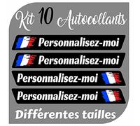 CrisPhy Autocollants x10 en Vinyle avec Drapeau France + Votre nom - Vélo, Casque, Pelle à Roue, Planches à roulettes, Voiture, Moto, etc. Kit de 10 Vinyle (Font Pack 1)