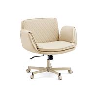 hjh Living Home Office Criss-Cross 10 Chaise de Bureau Confortable, Assise Extra Large, accoudoirs rabattables, Ergonomique et réglable en Hauteur, Beige