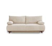 Best Mobilier – Canapé 3 places Cristal convertible avec coffre en velours côtelé Beige