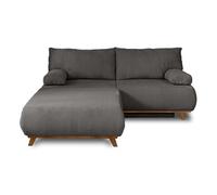 Cristal - canapé 3 places - convertible avec coffre et grand pouf - en velours texturé - Gris foncé