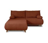 Cristal - canapé 3 places - convertible avec coffre et grand pouf - en velours texturé - Terracotta
