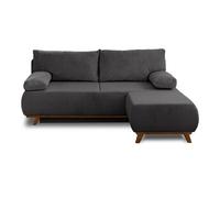 Cristal - canapé 3 places - convertible avec coffre et pouf - en velours côtelé - Gris foncé